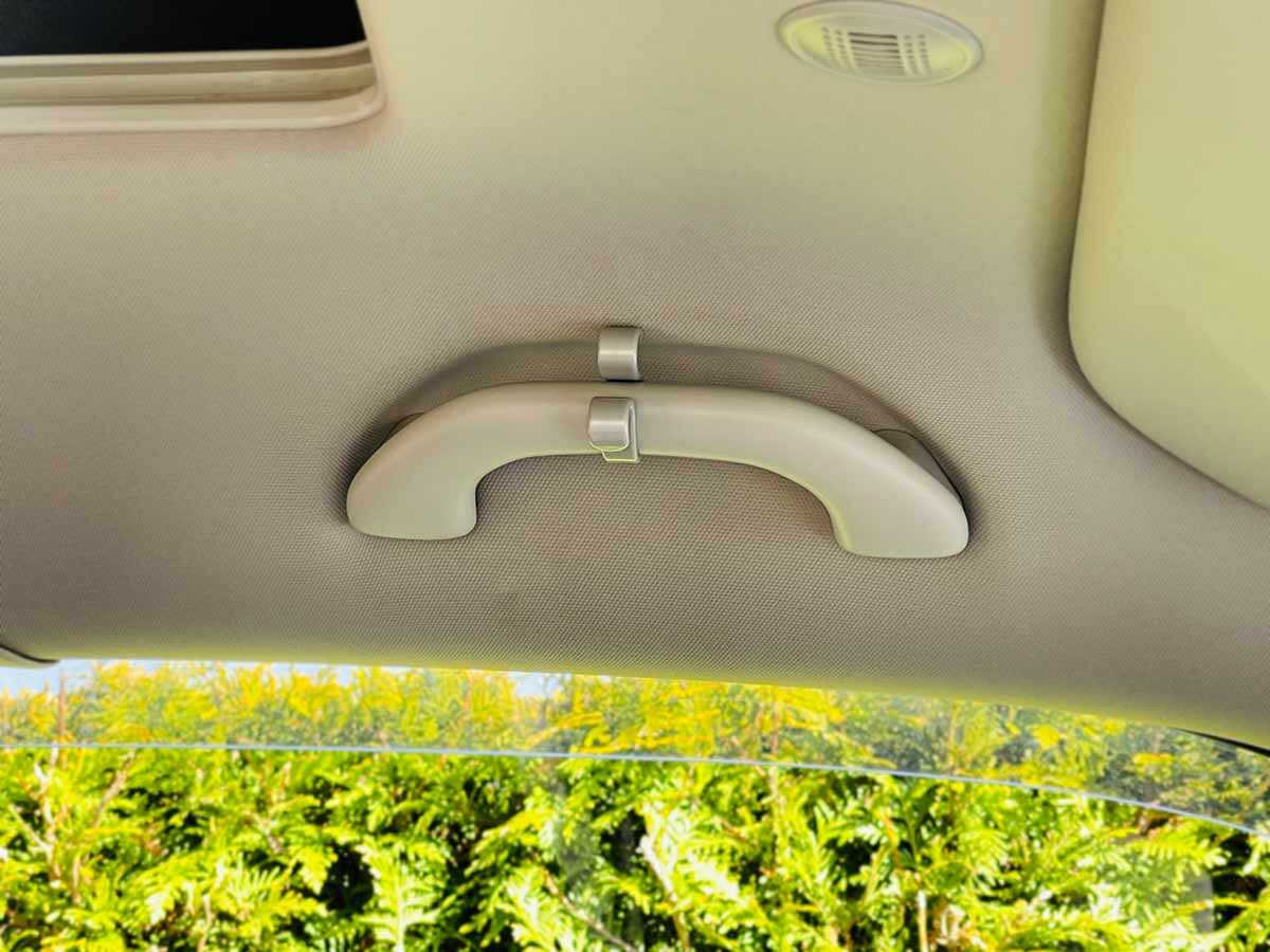 A coat hook Busstoff® GRIFFIG on the grab handle in the VW Bus T6