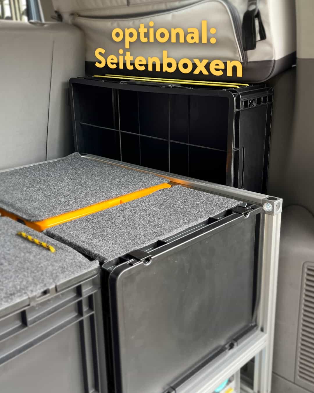 Eine Zusatzlösung mit seitlicher Box ergänzt das Vanzeit-Modul funktional.