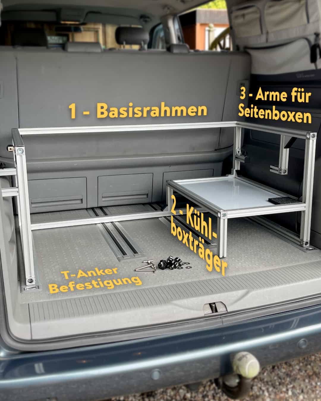 Verschiedene Elemente sind im VanRails-Rahmen für den Selbstausbau integriert.